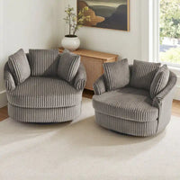 DREAMSIDEA - Lot de 2 fauteuils tonneau pivotants à accoudoirs encastrés à housse
