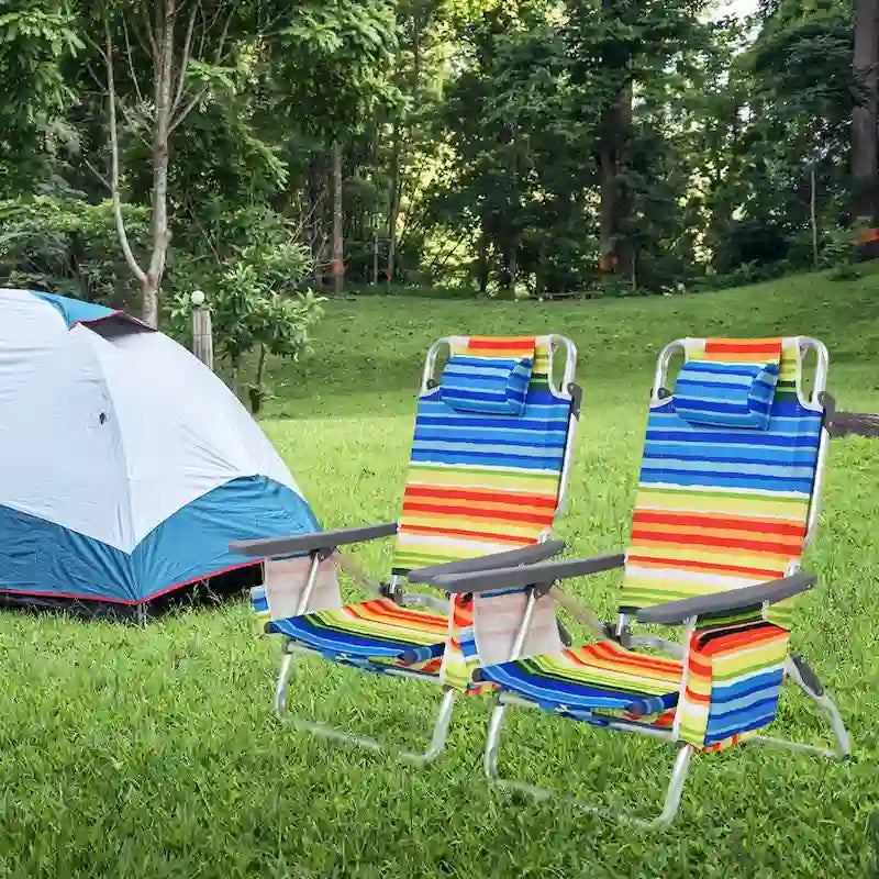Lot de 4 chaises de plage pliantes de randonnée Costway, 5 positions d'extérieur - Voir détails