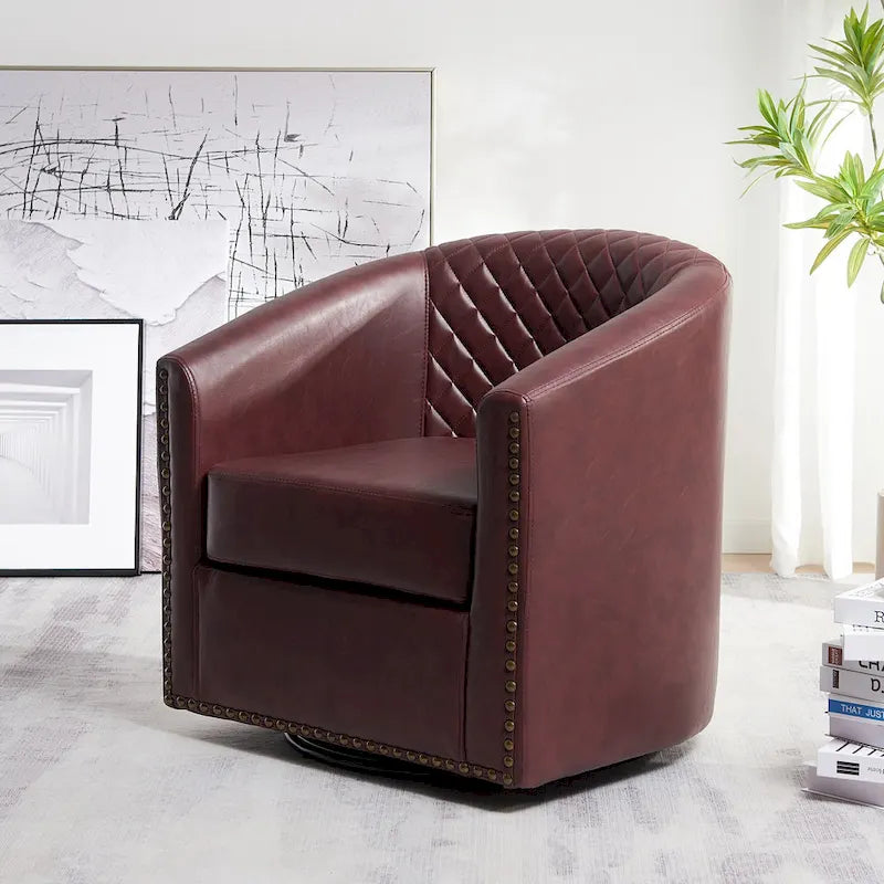 Fauteuil à barillet pivotant en cuir PU touffeté KINWELL 29