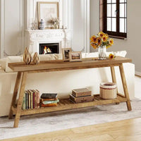 Table console de ferme de 70,9 pouces à 2 niveaux, étroite et longue, à placer derrière le canapé