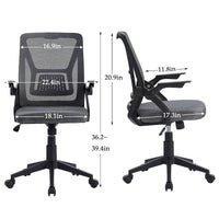 Javlergo Chaise de Bureau Dossier Mi-Hauteur Pivotante avec Support Lombaire, Fauteuil de Bureau Ergonomique en Maille avec Accoudoirs