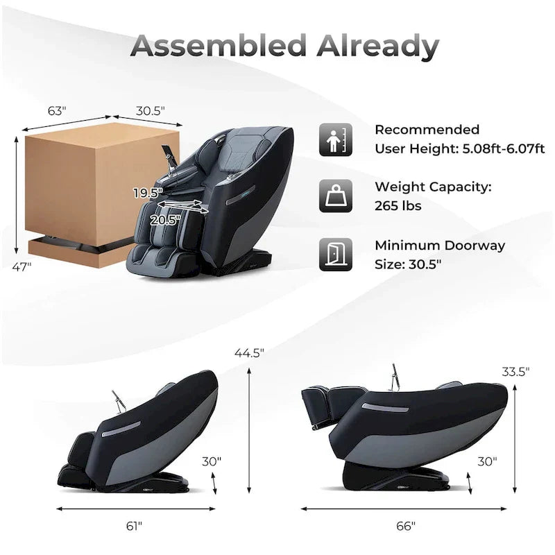 Fauteuil de Massage Costway Zéro Gravité Corps Entier Rail SL avec Taille