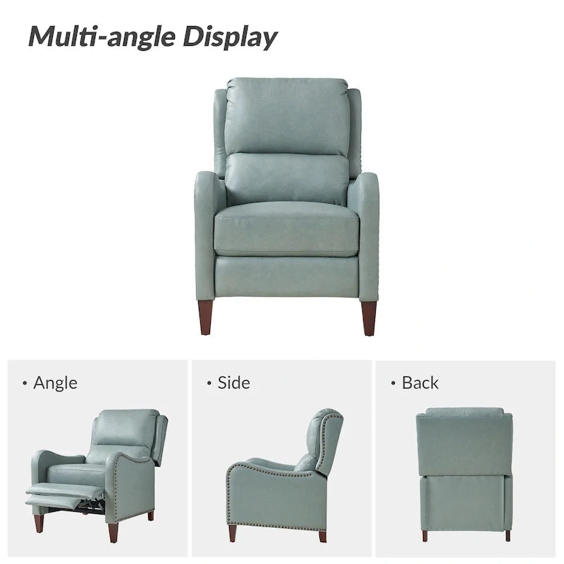 Fauteuil inclinable Brigida moderne en cuir véritable avec clous décoratifs et repose-pieds réglable (lot de 2) par HULALA HOME