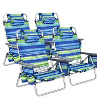 Lot de 4 chaises de plage pliantes de randonnée Costway, 5 positions d'extérieur - Voir détails
