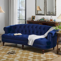 Canapé capitonné chesterfield La Rosa 84 en velours, style moderne du milieu du siècle