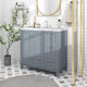 Meuble-lavabo de 36 pouces avec chargement USB, évier en résine, cadre en bois massif, 3 tiroirs de rangement