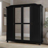 Palace Imports Armoire-penderie Kyle 4 portes 100% bois massif avec portes en bois massif ou miroir