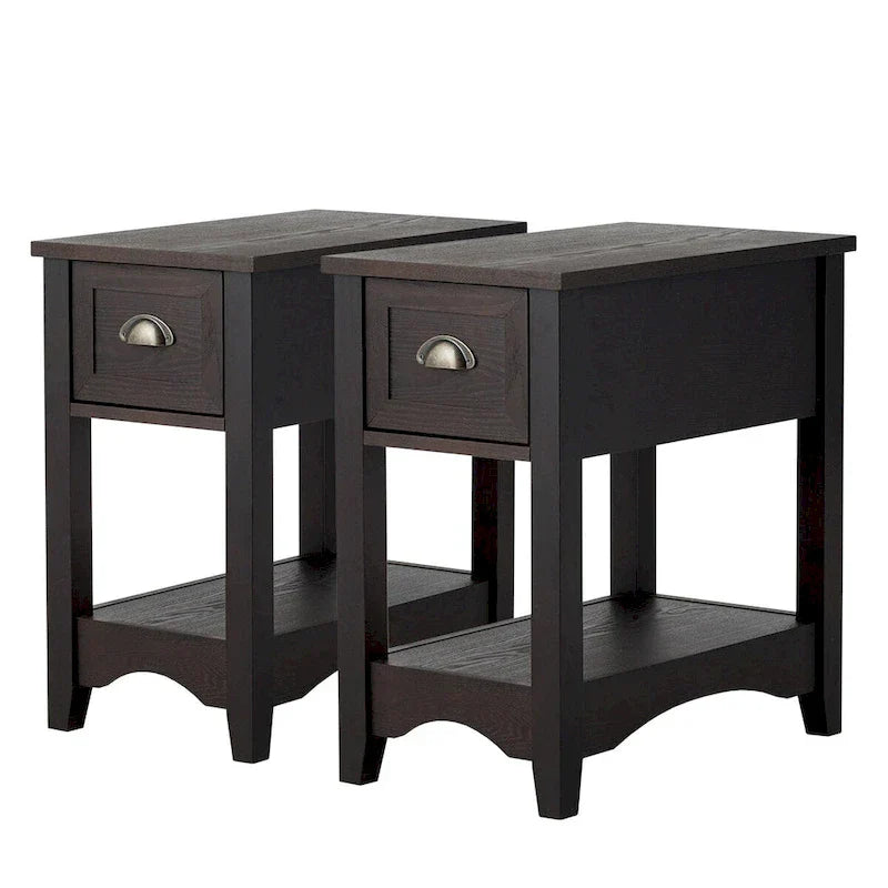 Ensemble de 2 tables d'appoint contemporaines compactes Gymax avec tiroir - 13 X 22 X 23 (L X l X H)