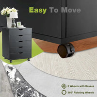 Meuble Classeur Mobile à 5 Tiroirs, Commode de Rangement Verticale en Bois avec 4 Roulettes, Organiseur Mobile Sous Bureau