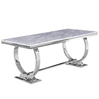 Table de salle à manger moderne avec piètement en U en acier inoxydable