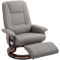 Fauteuil Inclinable HomCom en Similicuir Réglable Manuel à Base Pivotante avec Repose-Pieds Confortable et Relaxant