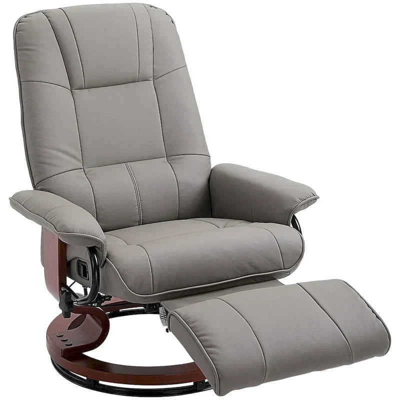 Fauteuil Inclinable HomCom en Similicuir Réglable Manuel à Base Pivotante avec Repose-Pieds Confortable et Relaxant