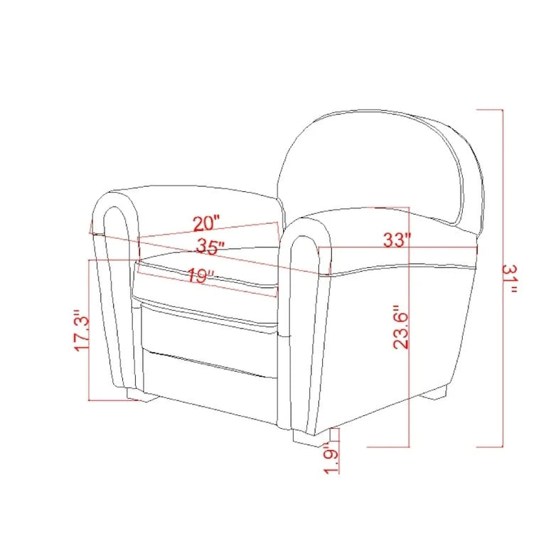 Fauteuil Club Paris en Cuir Véritable Pasargad Home, Marron