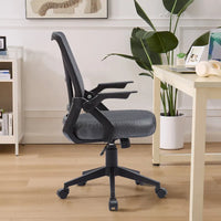 Javlergo Chaise de Bureau Dossier Mi-Hauteur Pivotante avec Support Lombaire, Fauteuil de Bureau Ergonomique en Maille avec Accoudoirs