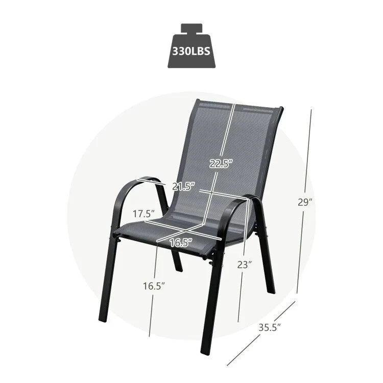 Lot de 4 chaises de salle à manger empilables avec accoudoirs pour patio - 73,7 x 54,6 x 90,2 cm (L x l x H)