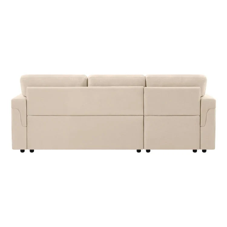 Canapé sectionnel réversible avec lit escamotable, méridienne de rangement dissimulée, pieds durables,