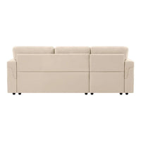 Canapé sectionnel réversible avec lit escamotable, méridienne de rangement dissimulée, pieds durables,