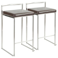 Tabouret de comptoir Silver Orchid Forrest en acier inoxydable empilable et entièrement soudé (lot de 2)
