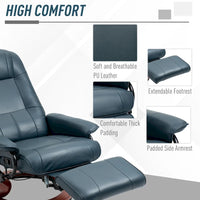 Fauteuil Inclinable HomCom en Similicuir Réglable Manuel à Base Pivotante avec Repose-Pieds Confortable et Relaxant