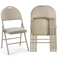 Lot de 6 chaises pliantes portables rembourrées pour bureau, cuisine, salle à manger – Beige – 47 x 51 x 89 cm (L x l x H)