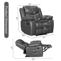Fauteuil inclinable de massage et chaleur en cuir durable à assise large