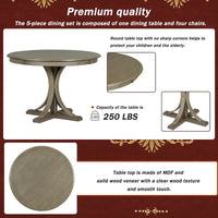 Ensemble de salle à manger 5 pièces en bois taupe rétro avec table à tréteaux courbés et 4 chaises