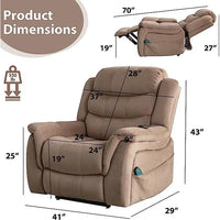 Fauteuil inclinable à plat releveur électrique pour personnes âgées avec massage et chauffage