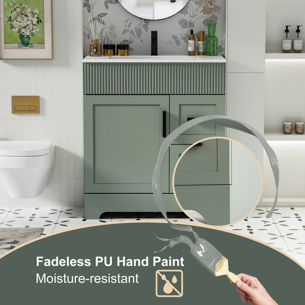 Wavy Line Ensemble meuble-lavabo de salle de bain 30/36/48 avec vasque & robinet