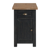 Table d'appoint de chevet Monterey en bois massif avec prises de courant cachées