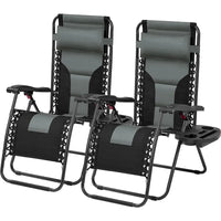 Yaheetech Lot de 2 chaises zéro gravité d'extérieur rembourrées 26in, chaise longue de patio de camping avec accoudoirs et oreiller