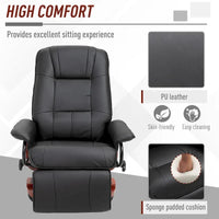 Fauteuil Inclinable HomCom en Similicuir Réglable Manuel à Base Pivotante avec Repose-Pieds Confortable et Relaxant
