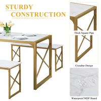 Table à manger 3 pièces VECELO avec banc, ensemble de table de salle à manger pour 4-6 personnes, table de cuisine avec 2 bancs, ensemble de table à manger