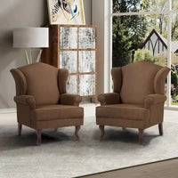 Lot de 2 fauteuils d'appoint à oreilles traditionnels rembourrés