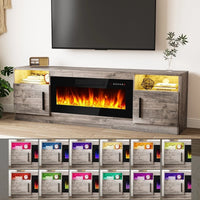 Bossin Meuble TV avec foyer 70 avec foyer électrique 36, meuble TV pour téléviseurs jusqu'à 80, LED 16 couleurs/meuble de divertissement