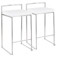 Tabouret de comptoir Silver Orchid Forrest en acier inoxydable empilable et entièrement soudé (lot de 2)