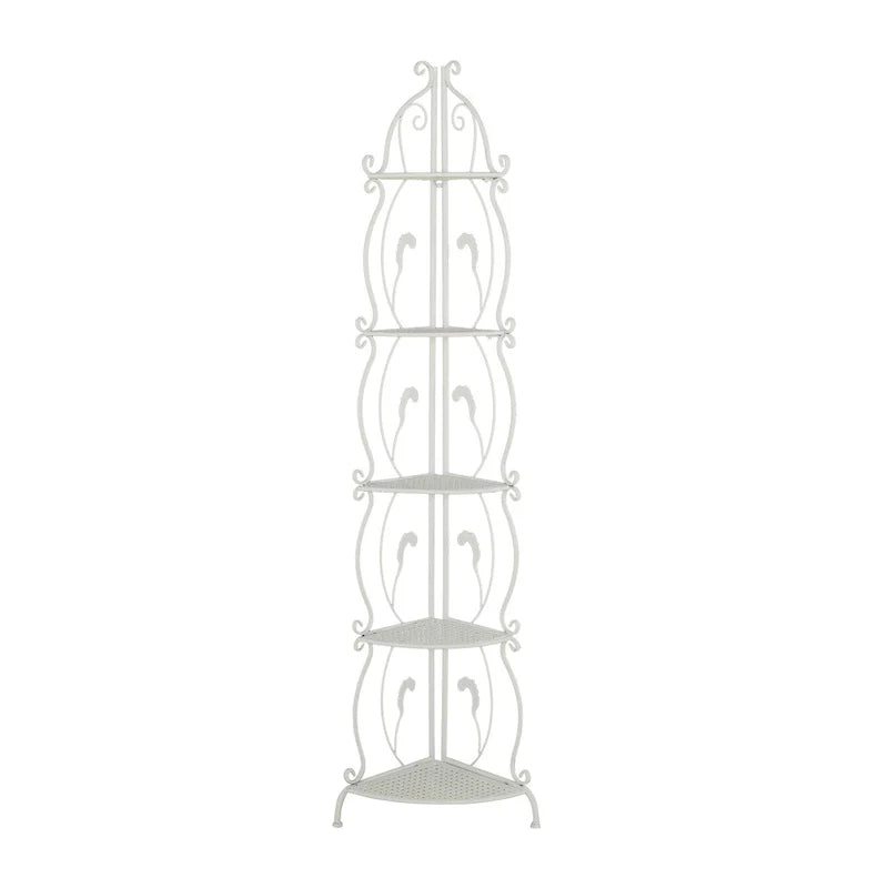 Étagère de Boulanger Pliable Haute à 5 Niveaux en Métal Décoratif pour Intérieur/Extérieur - Or ou Blanc - Roche River Decor