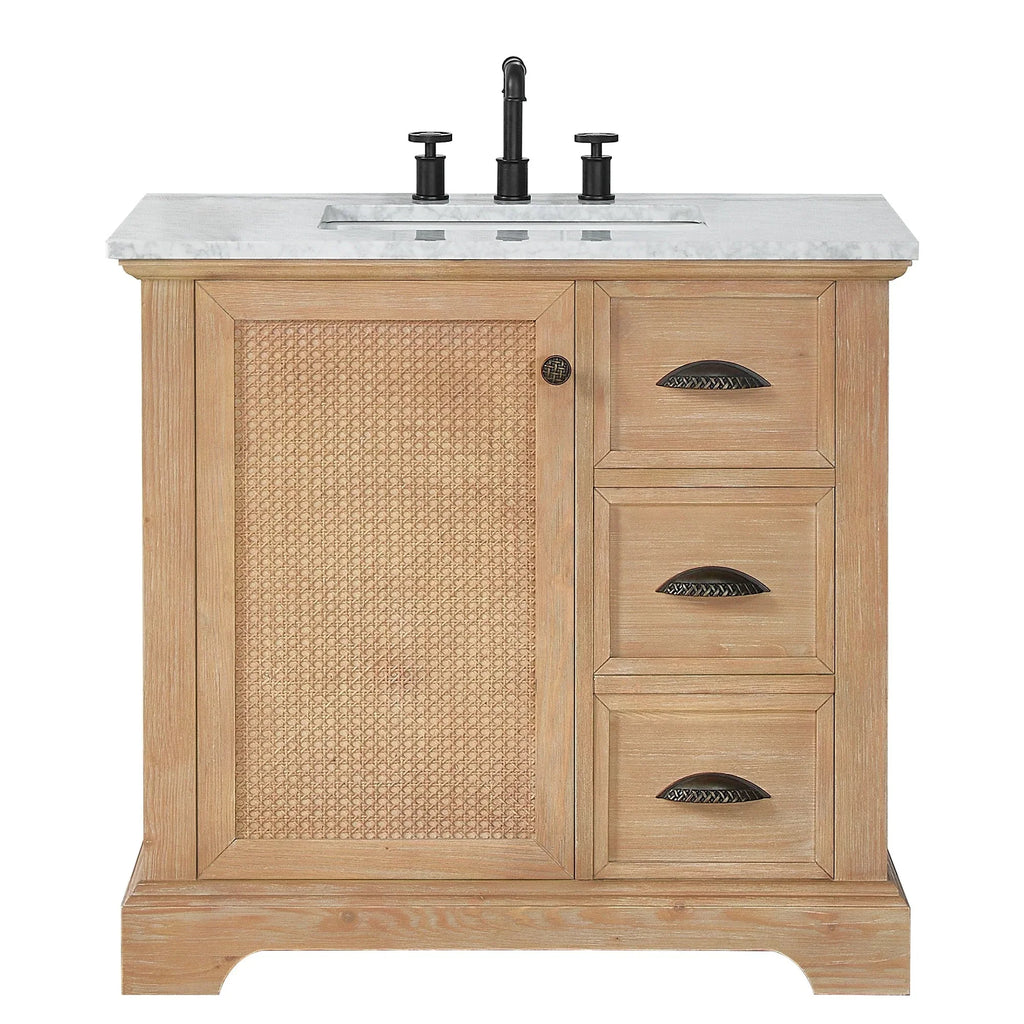 Hervas Meuble-lavabo avec dessus en marbre naturel sans miroir