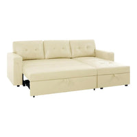 Canapé sectionnel convertible réversible avec lit escamotable, méridienne de rangement dissimulée et pieds durables