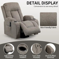 Fauteuil inclinable releveur électrique Lazy Boy, fauteuil de massage moderne à moteur unique avec chauffage lombaire, port de chargement USB, porte-gobelets