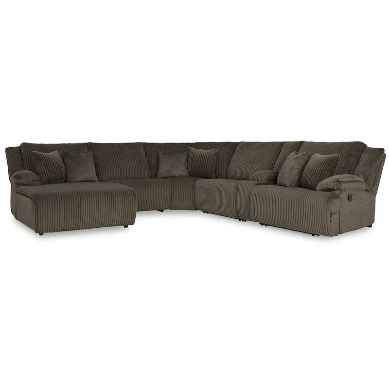 Signature Design by Ashley Canapé d'angle inclinable 6 places avec chaise longue Top Tier marron - 147 L x 134 P x 41 H