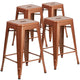Lot de 4 tabourets de comptoir sans dossier en métal de 61 cm, pour l'intérieur ou l'extérieur, avec assise carrée