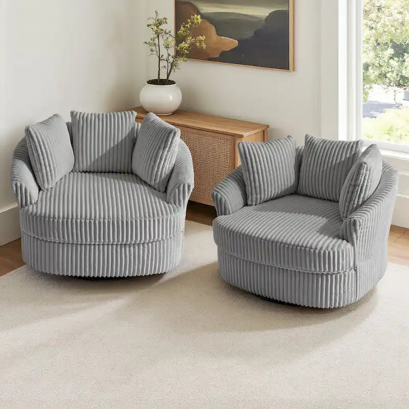 DREAMSIDEA - Lot de 2 fauteuils tonneau pivotants à accoudoirs encastrés à housse