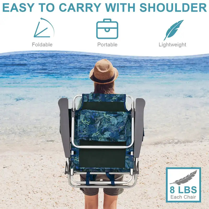 Lot de 4 chaises de plage pliantes de randonnée Costway, 5 positions d'extérieur - Voir détails