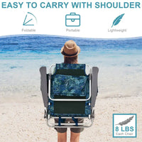 Lot de 4 chaises de plage pliantes de randonnée Costway, 5 positions d'extérieur - Voir détails