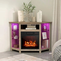 Meuble TV cheminée Costway avec lumières LED et cheminée électrique 18 pouces pour - Voir détails