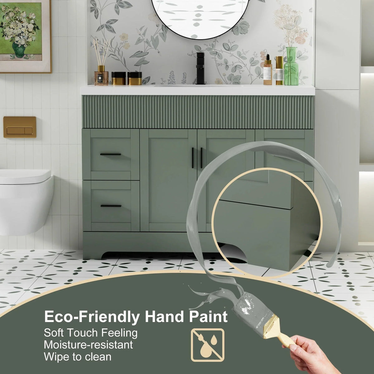 Wavy Line Ensemble meuble-lavabo de salle de bain 30/36/48 avec vasque & robinet