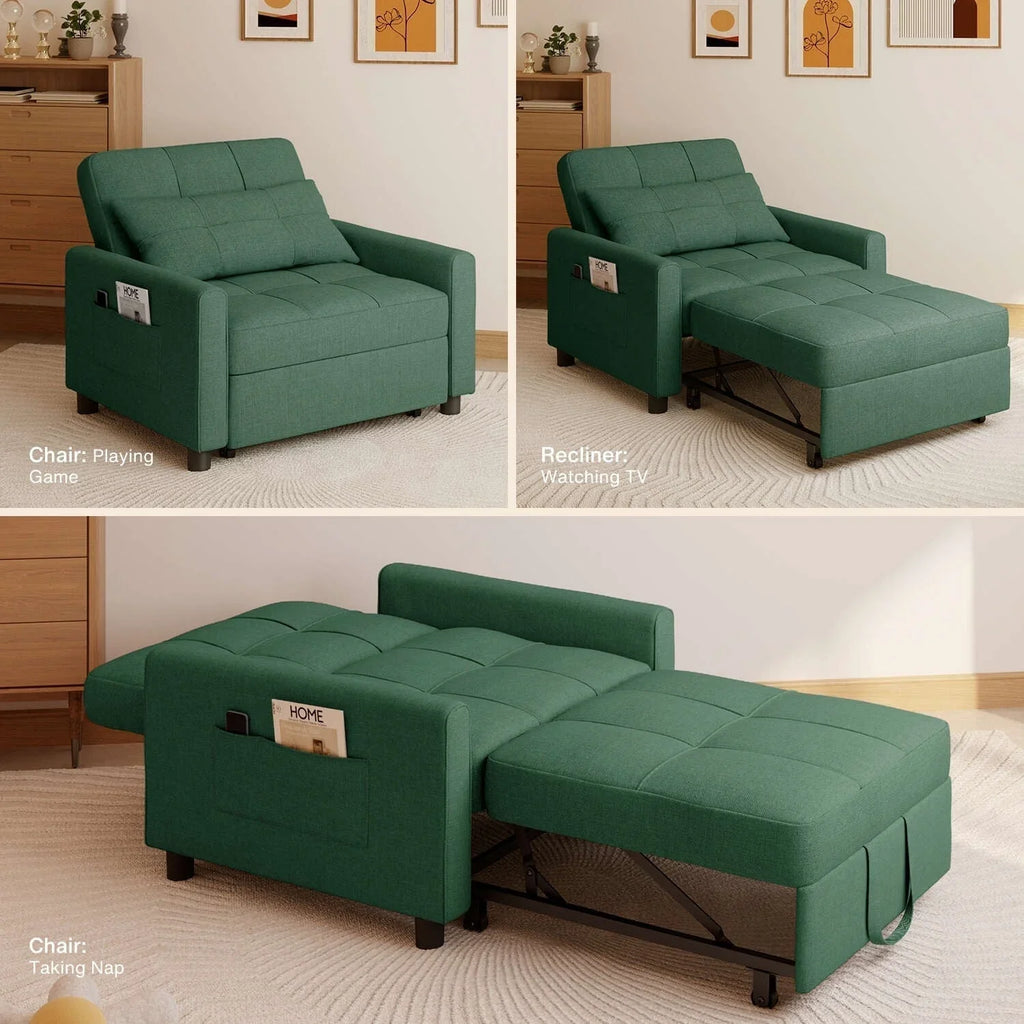 Canapé-lit réglable 3 en 1, fauteuil-canapé escamotable, lit pliant convertible pour salon