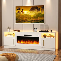 Bossin Meuble TV avec foyer 70 avec foyer électrique 36, meuble TV pour téléviseurs jusqu'à 80, LED 16 couleurs/meuble de divertissement