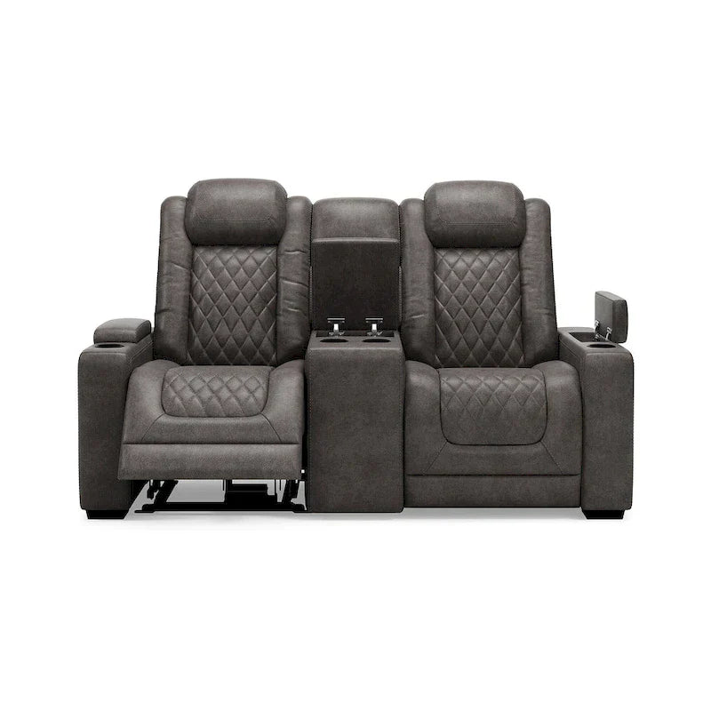 Signature Design by Ashley HyllMont Causeuse inclinable électrique grise avec console - 71.75 L x 39 P x 44 H