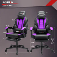 BOSSIN Chaise de gaming style racing, chaise de gamer grande et haute 300 lb à dossier haut chaise informatique